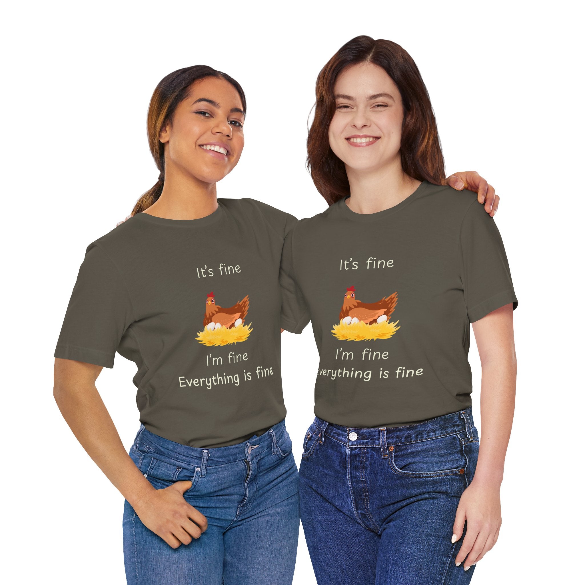 Chicken Graphic Tee — "It's Fine I'm Fine Everything Is Fine" Funny Farm T-Shirt