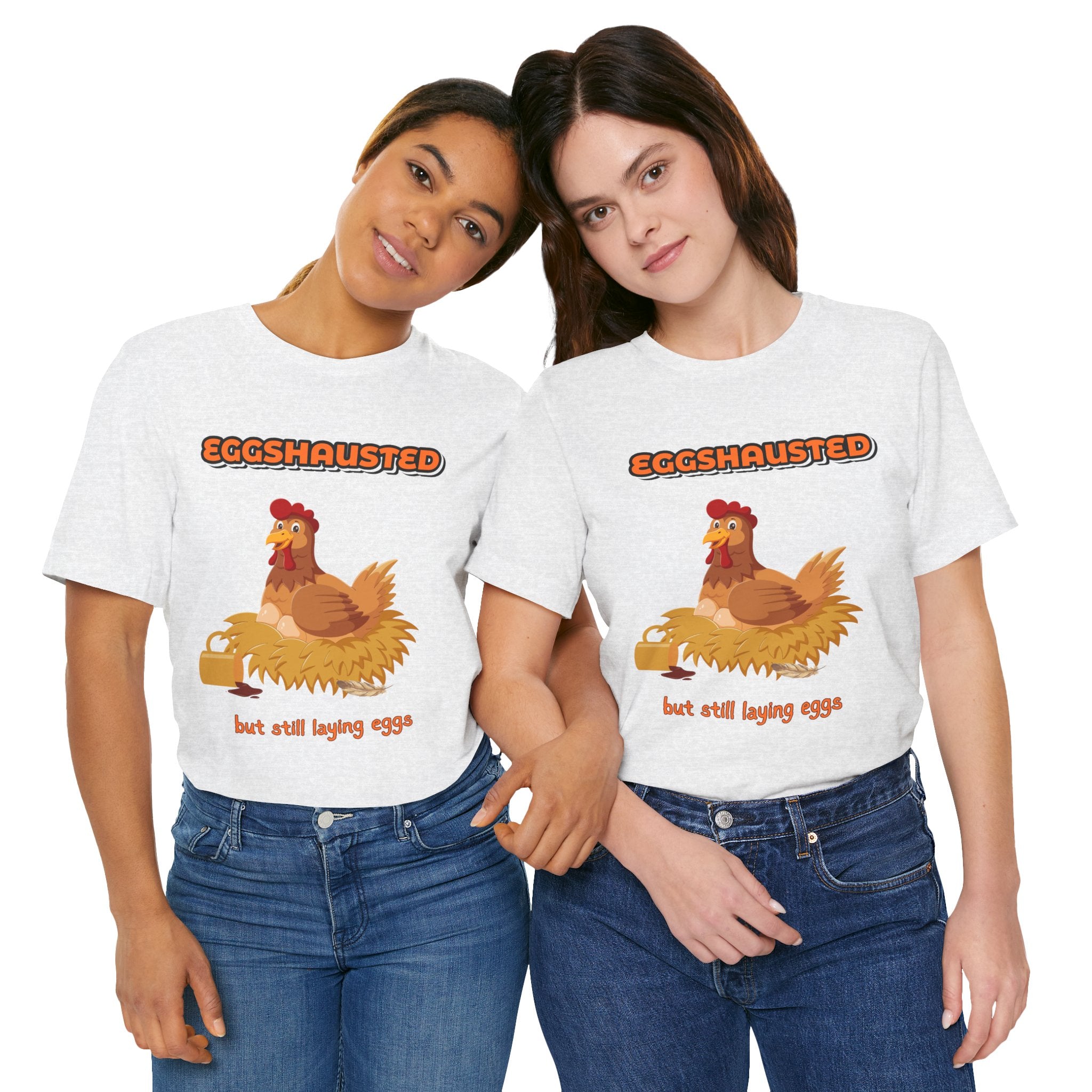 Eggshausted But Still Laying Eggs Shirt | Funny Chicken T-Shirt | Tired Mom Humor | Farm Life Graphic Tee | Gift for Hardworking Women