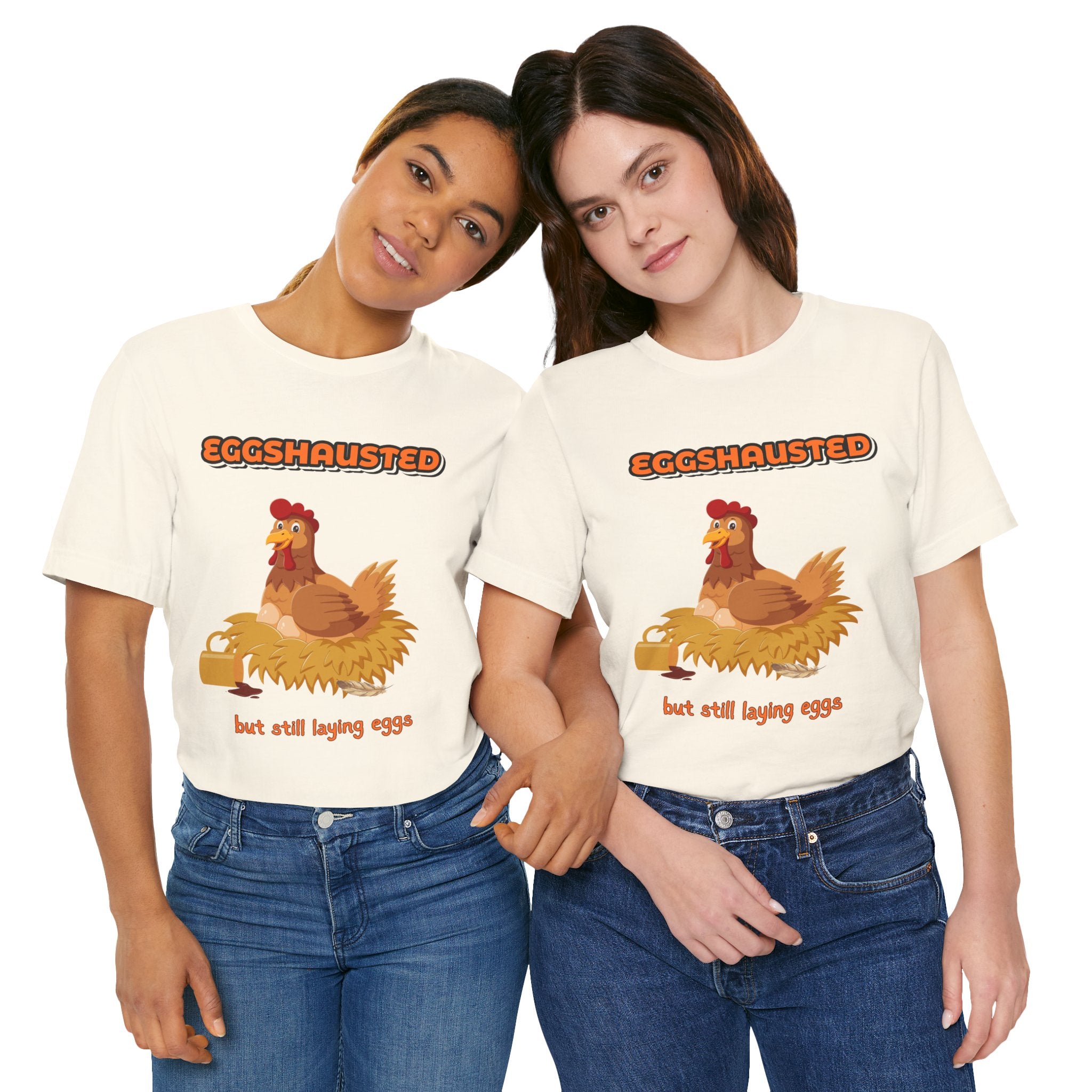 Eggshausted But Still Laying Eggs Shirt | Funny Chicken T-Shirt | Tired Mom Humor | Farm Life Graphic Tee | Gift for Hardworking Women