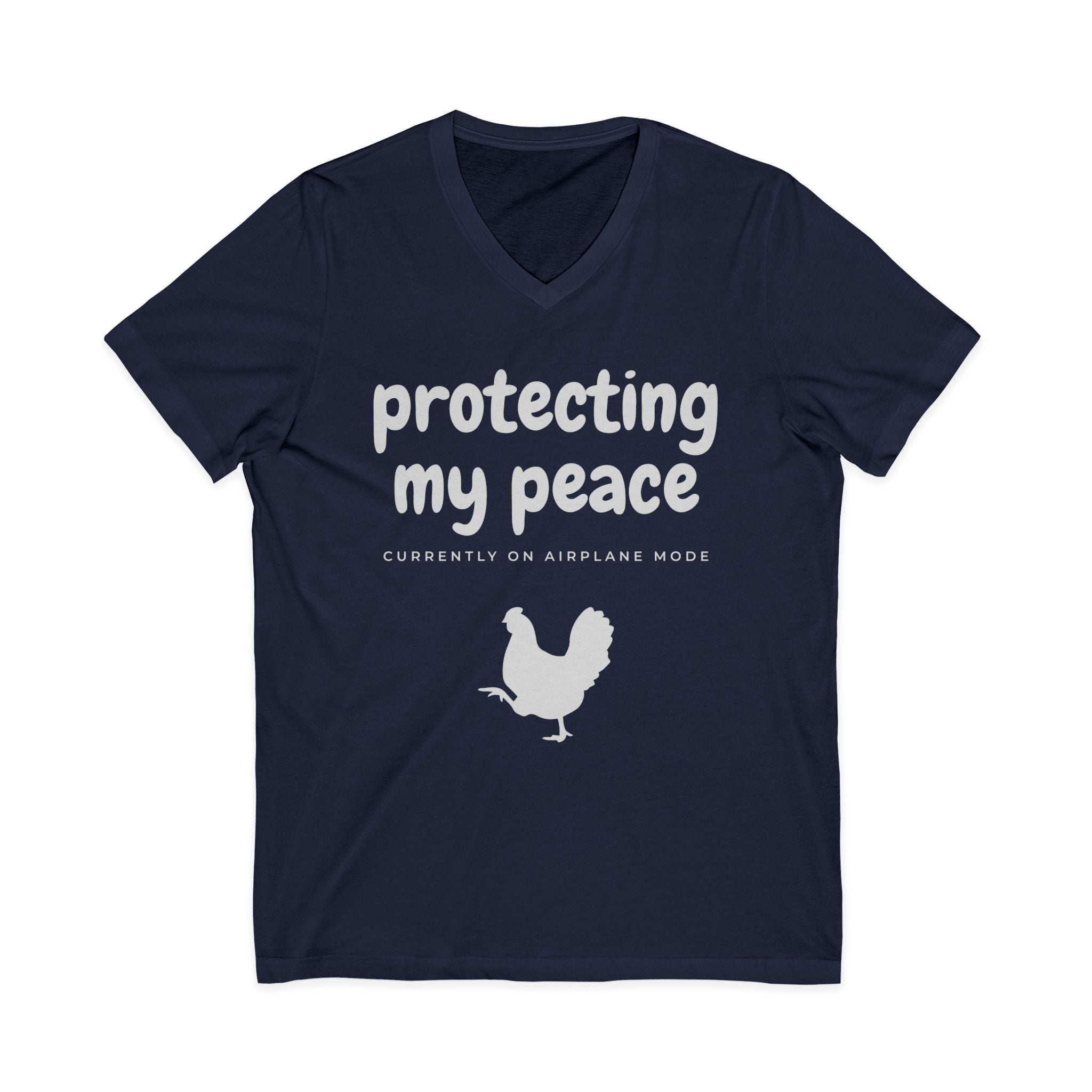 Protecting My Peace V-Neck Tee — "Currently on Airplane Mode" Relaxed Graphic Shirt