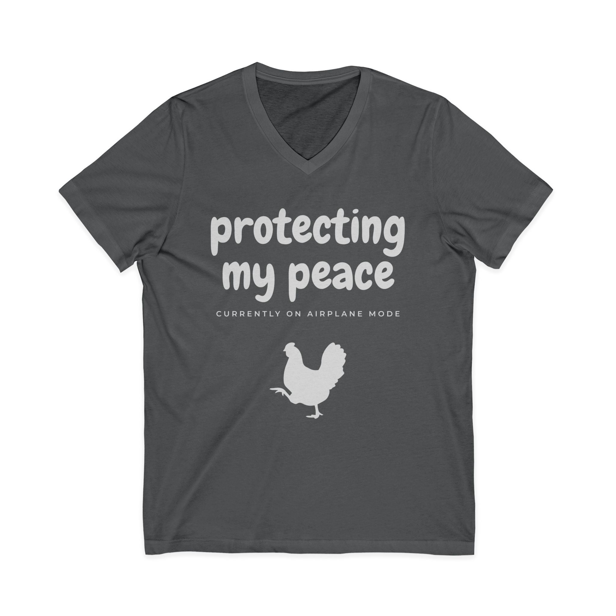 Protecting My Peace V-Neck Tee — "Currently on Airplane Mode" Relaxed Graphic Shirt