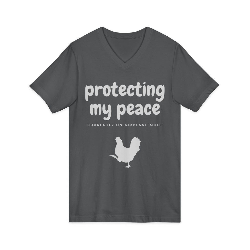 Protecting My Peace V-Neck Tee — "Currently on Airplane Mode" Relaxed Graphic Shirt