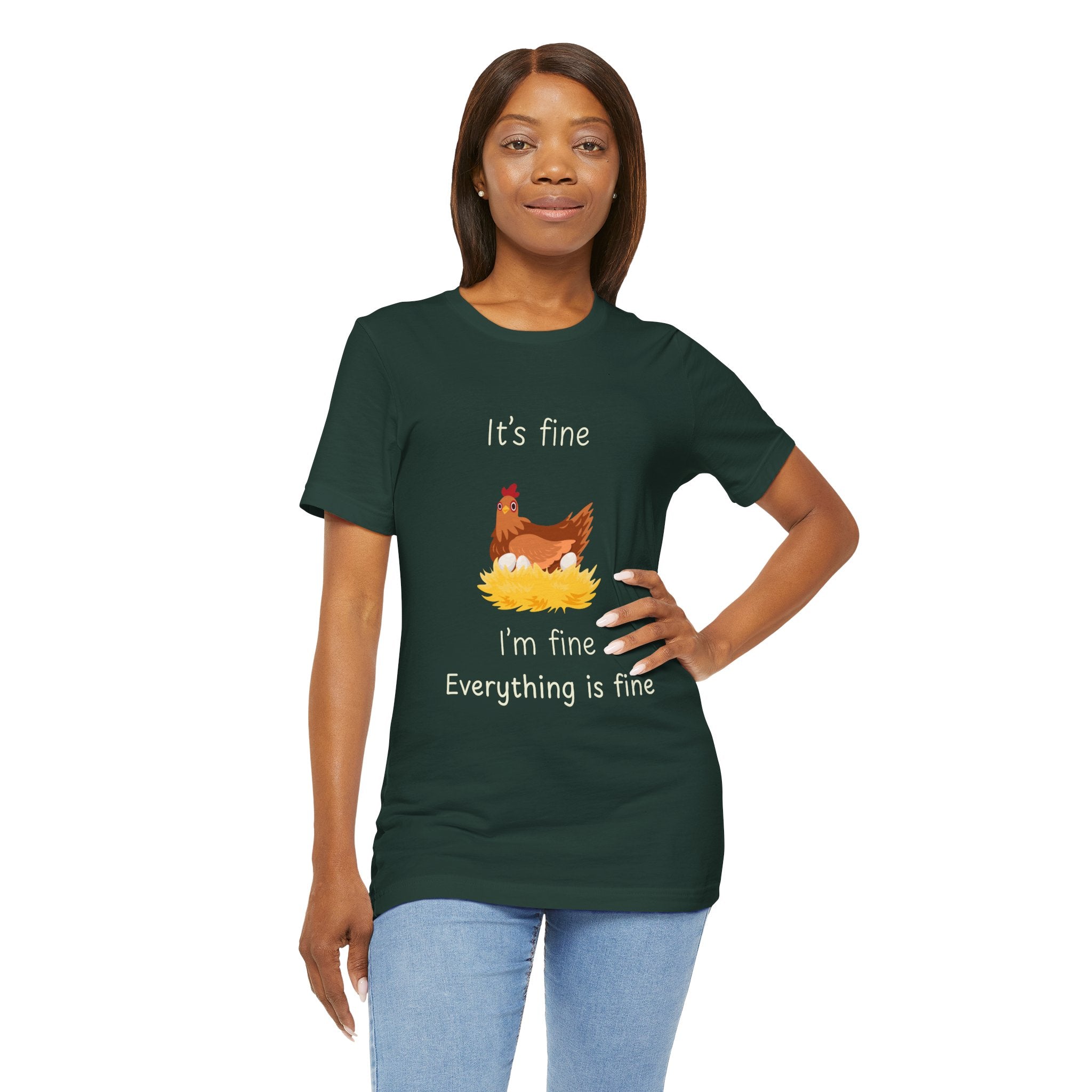 Chicken Graphic Tee — "It's Fine I'm Fine Everything Is Fine" Funny Farm T-Shirt