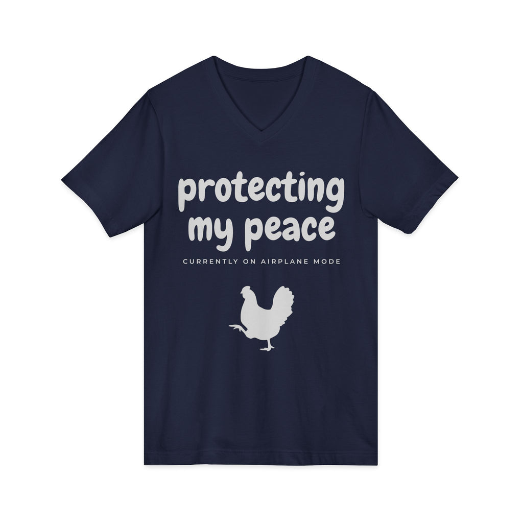Protecting My Peace V-Neck Tee — "Currently on Airplane Mode" Relaxed Graphic Shirt