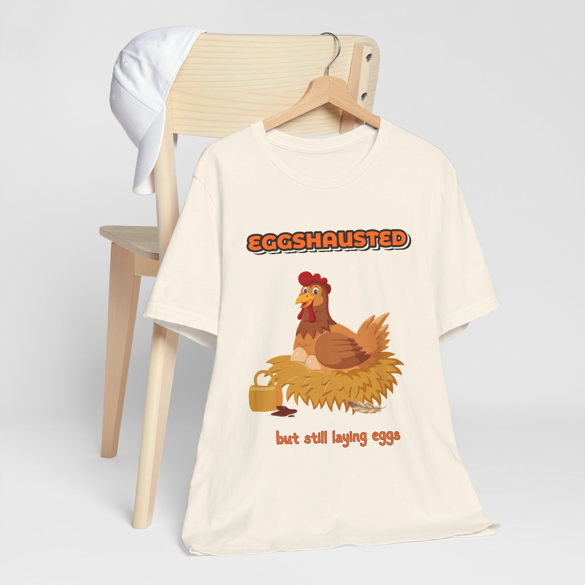 Eggshausted But Still Laying Eggs Shirt | Funny Chicken T-Shirt | Tired Mom Humor | Farm Life Graphic Tee | Gift for Hardworking Women