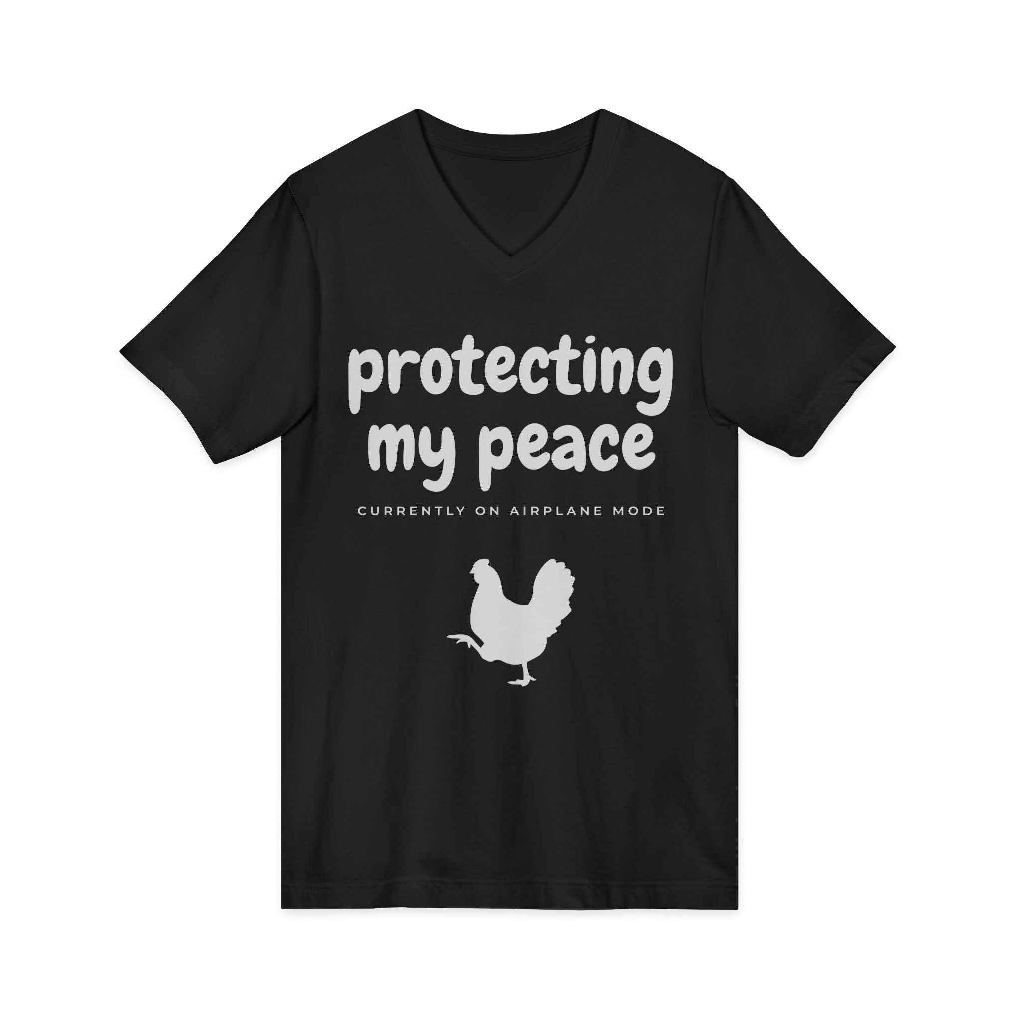 Protecting My Peace V-Neck Tee — "Currently on Airplane Mode" Relaxed Graphic Shirt