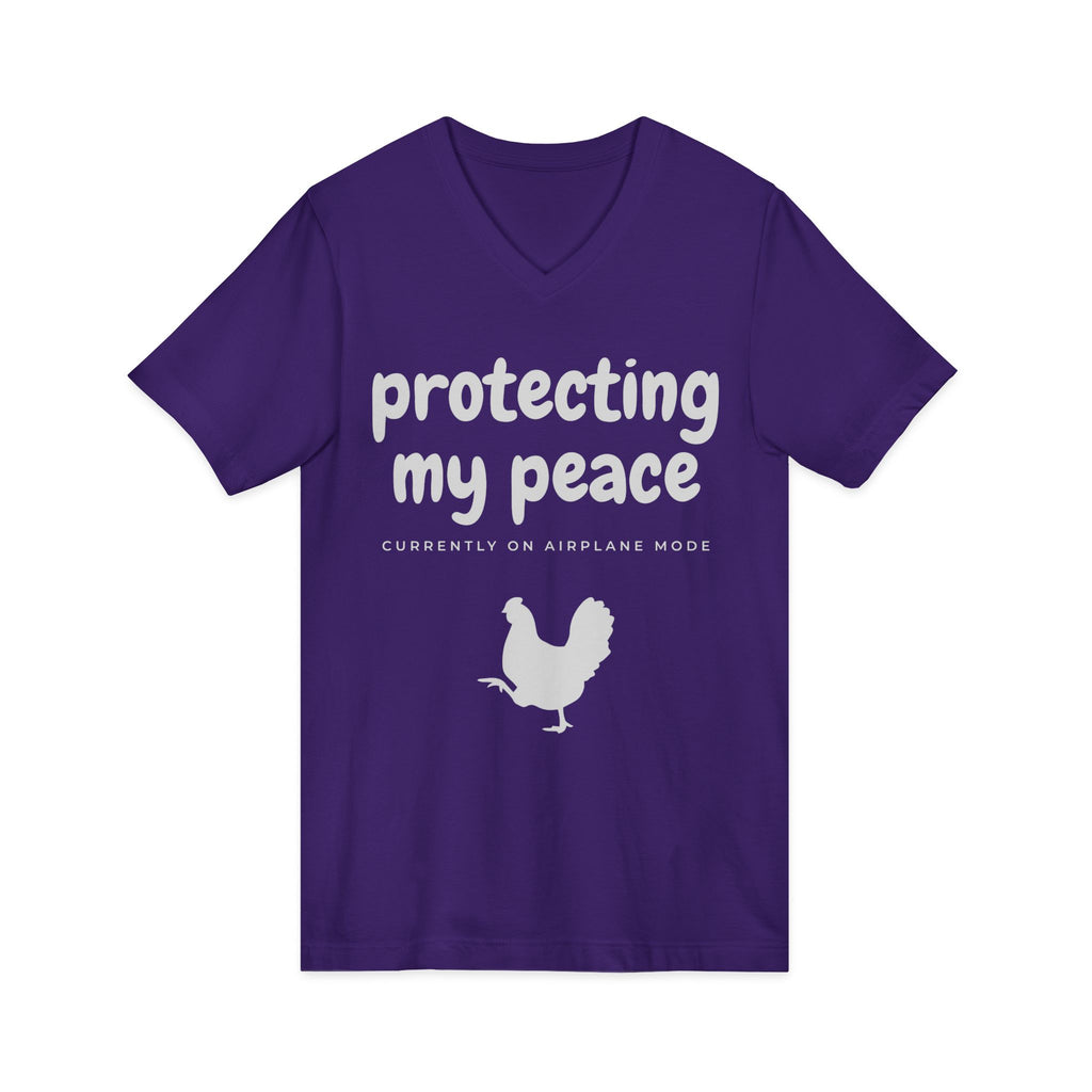 Protecting My Peace V-Neck Tee — "Currently on Airplane Mode" Relaxed Graphic Shirt