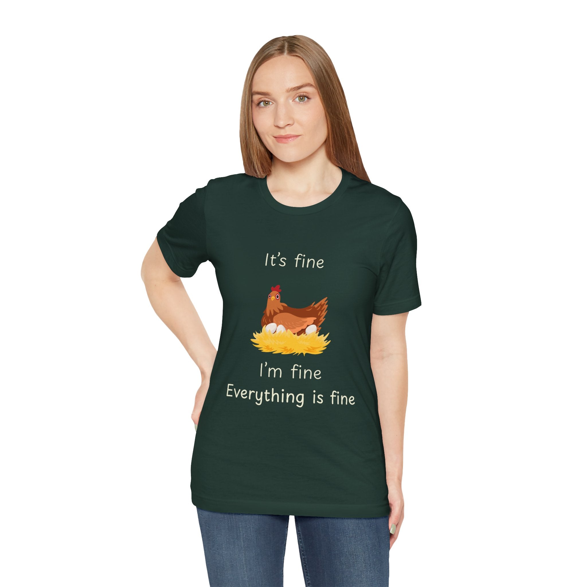 Chicken Graphic Tee — "It's Fine I'm Fine Everything Is Fine" Funny Farm T-Shirt
