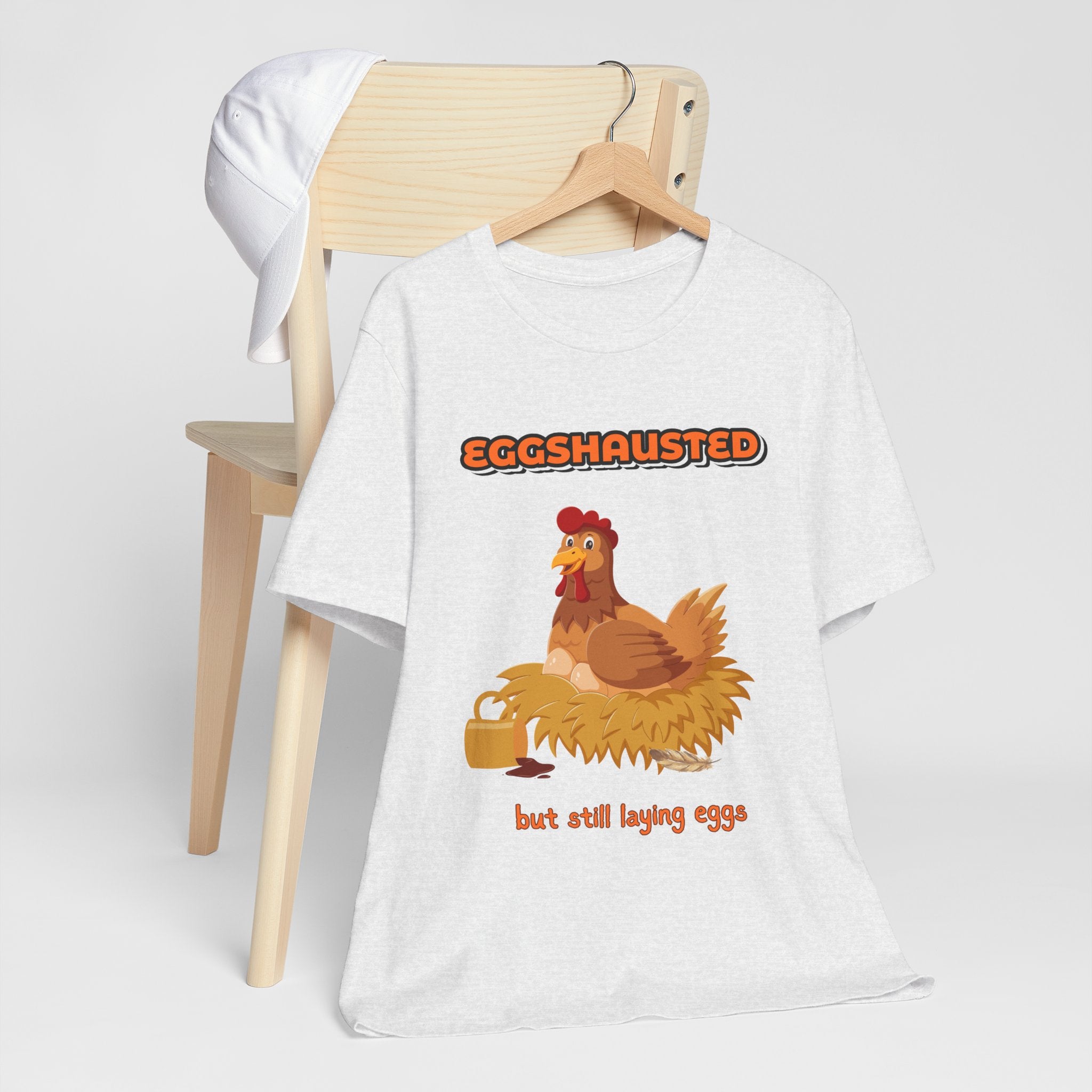 Eggshausted But Still Laying Eggs Shirt | Funny Chicken T-Shirt | Tired Mom Humor | Farm Life Graphic Tee | Gift for Hardworking Women
