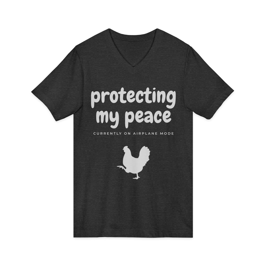 Protecting My Peace V-Neck Tee — "Currently on Airplane Mode" Relaxed Graphic Shirt