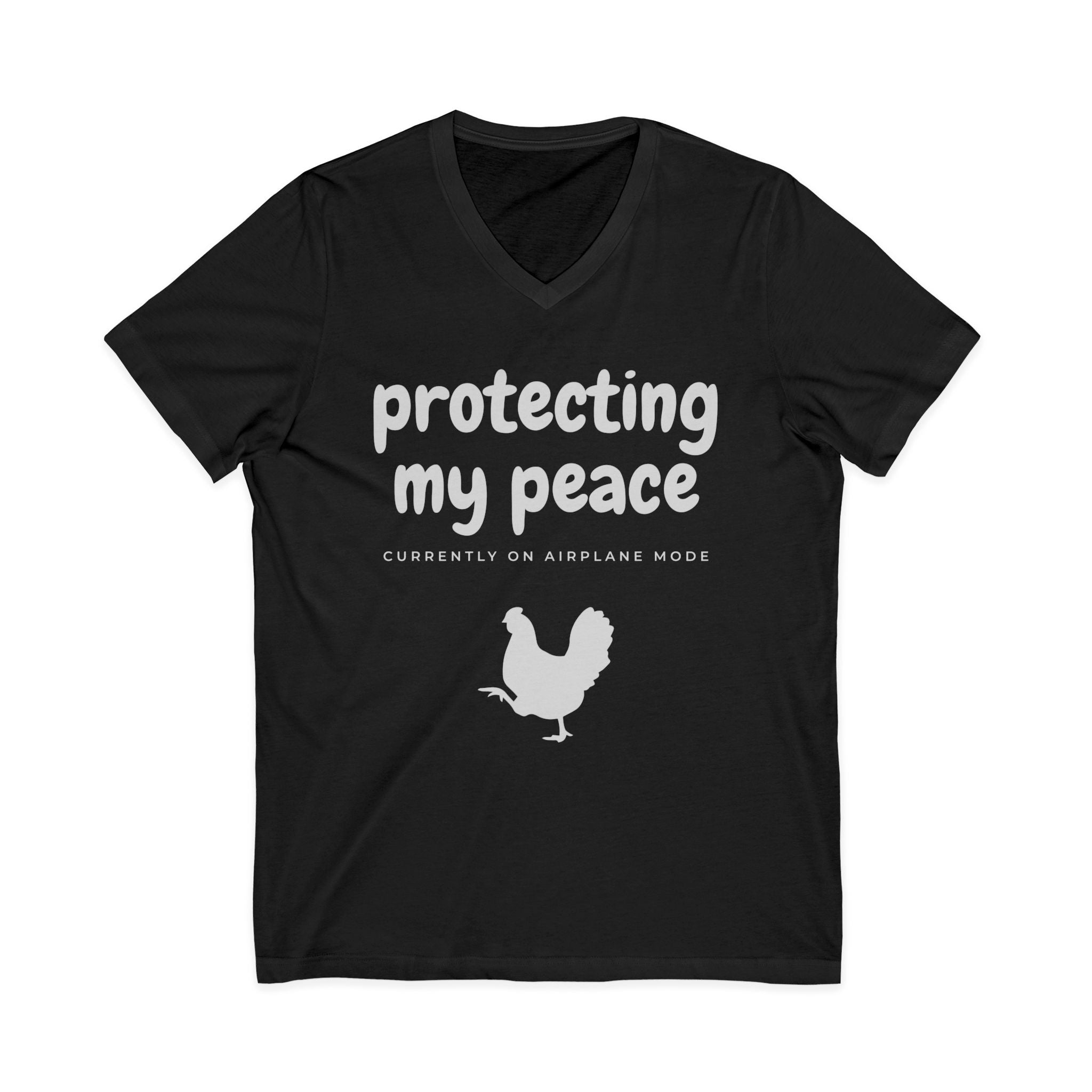 Protecting My Peace V-Neck Tee — "Currently on Airplane Mode" Relaxed Graphic Shirt