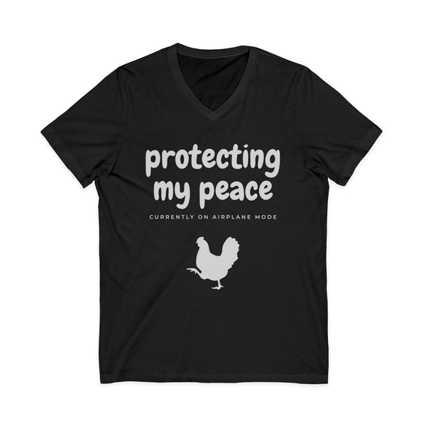 Protecting My Peace V-Neck Tee — "Currently on Airplane Mode" Relaxed Graphic Shirt
